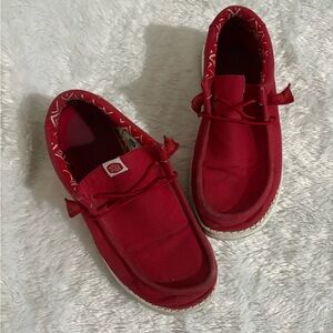 Hey Dude Red Canvas Slip-On Loafers